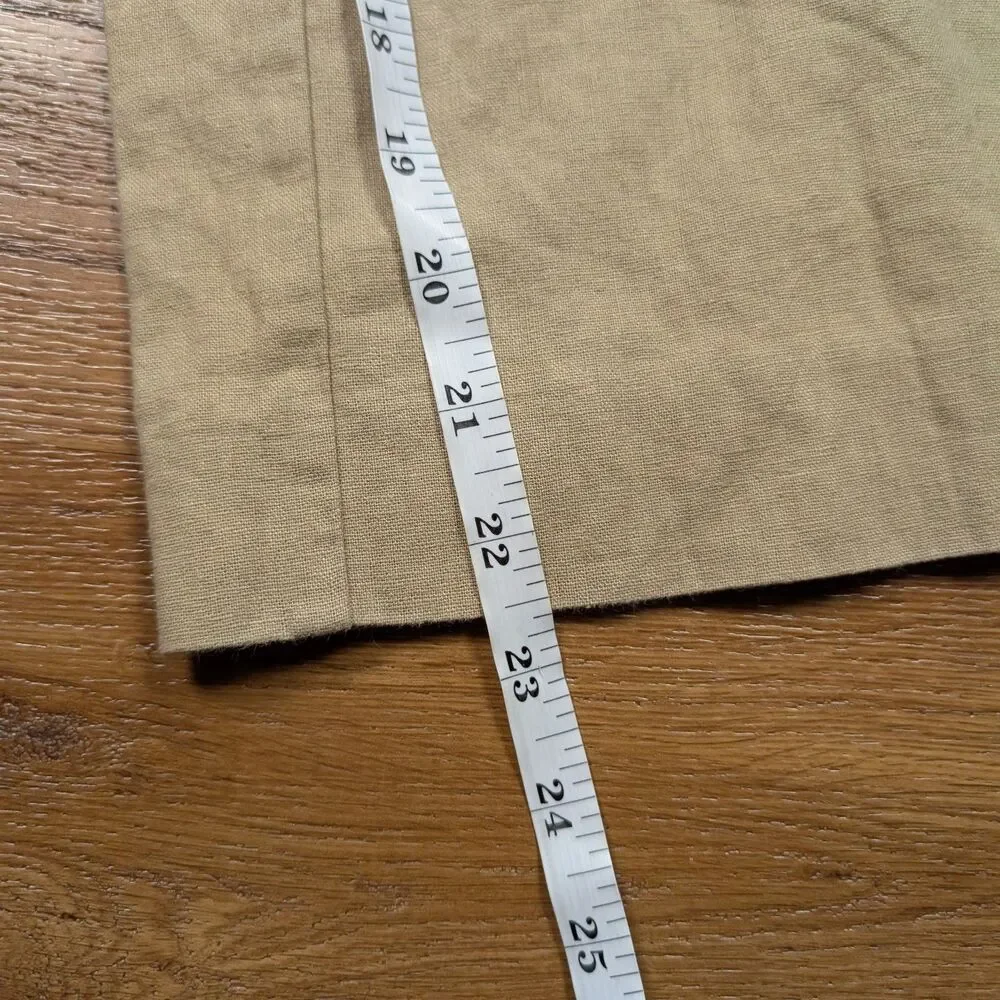 J. Crew V NEck Jumpsuit Women Size 4 Beige Linen Blend Wide Leg Cottagecore